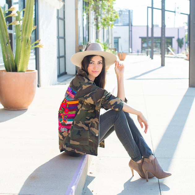 Camo Jacket (Rainbow Striped Embroidery) – Primavera Collection