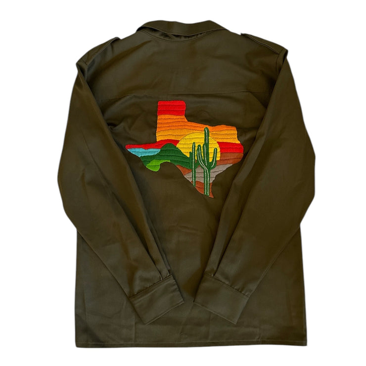 Military Jacket with Texas Sunset (Green)