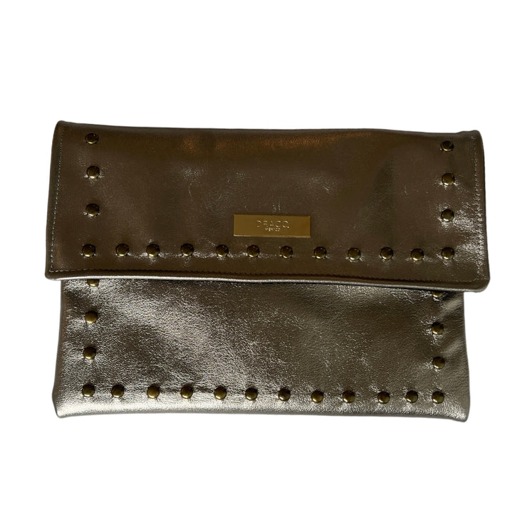 Metallic Silver Leather Crossbody with Beaded Strap