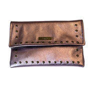 Metallic Blush Leather Crossbody with Beaded Strap