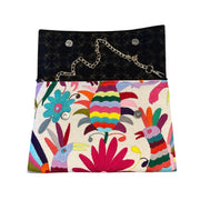 White/Multi Otomi Clutch (Pink Flower)