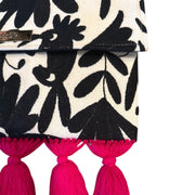 Black/White Otomi Pom Pom Clutch