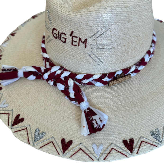 Maroon & White Hearts