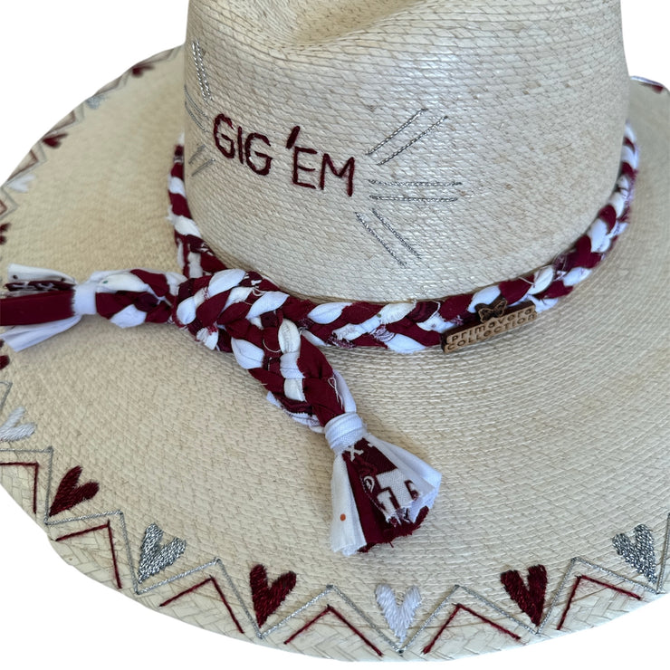 Maroon & White Hearts