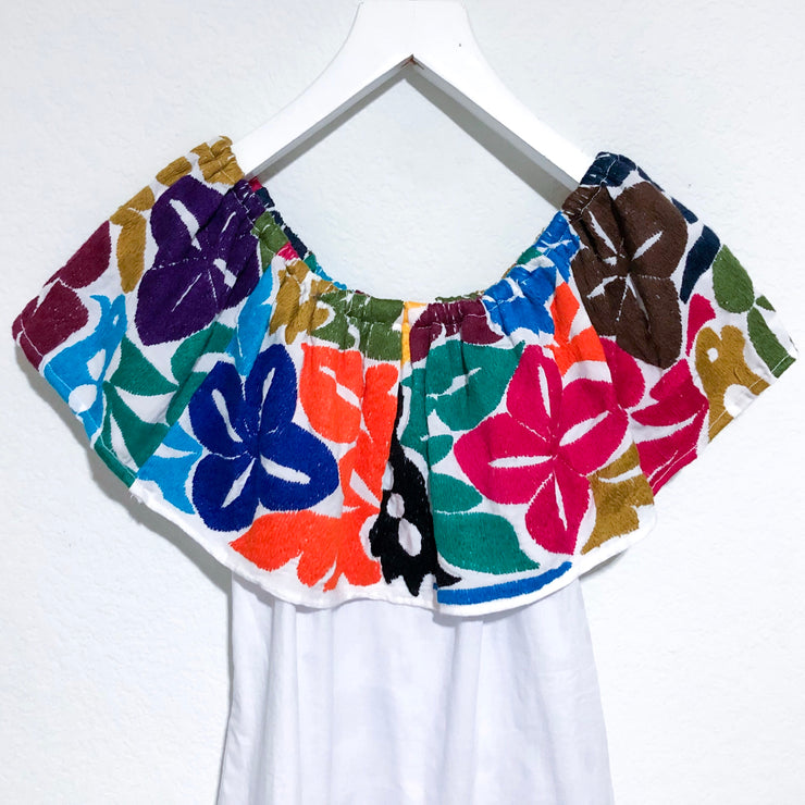 White Bardot Blouse with Multicolor Jalapa