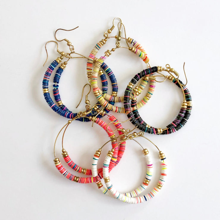 Large Orange Resin Hoop Earrings: 70s Mod Style Large Orange Resin Hoop Earrings: 70s Mod Style