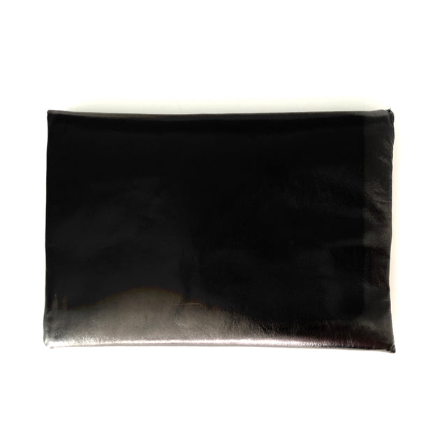 Black Leather Crossbody with Beaded Strap