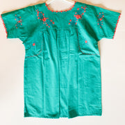 Turquoise/Pink Short Sleeve Antonia Blouse (Medium)