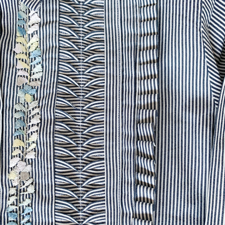 Blue/White Pinstripe Long sleeve Bib Blouse with Multi (Assort Sizes)