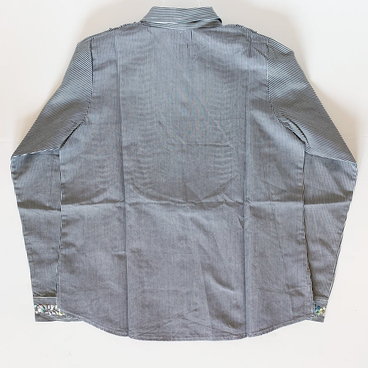 Blue/White Pinstripe Long sleeve Bib Blouse with Multi (Assort Sizes)
