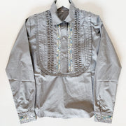 Grey/White Pinstripe Long sleeve Bib Blouse with Multi (Assort Sizes)