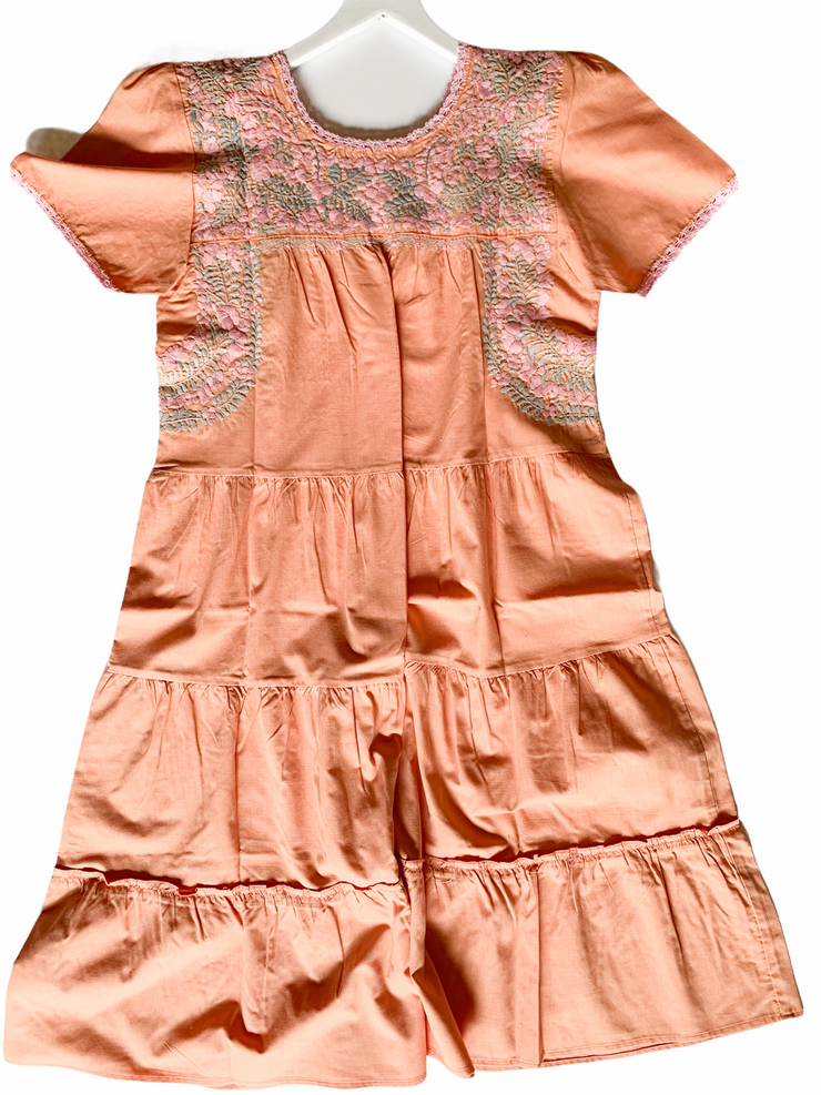 Peach/Blush Ruffle Midi Dress (One Size)