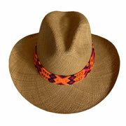 Panama Hat with Cocoa Toquila & Neon Orange, Magenta & Plum Band (Large)