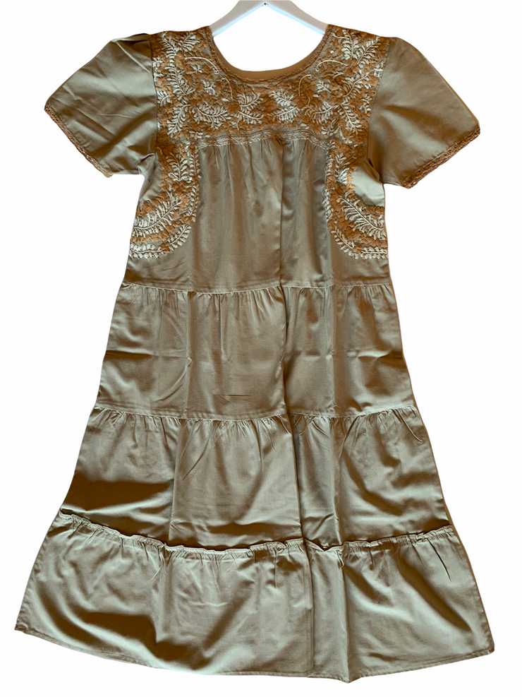 Khaki/light Spice Ruffle Midi Dress (One Size)