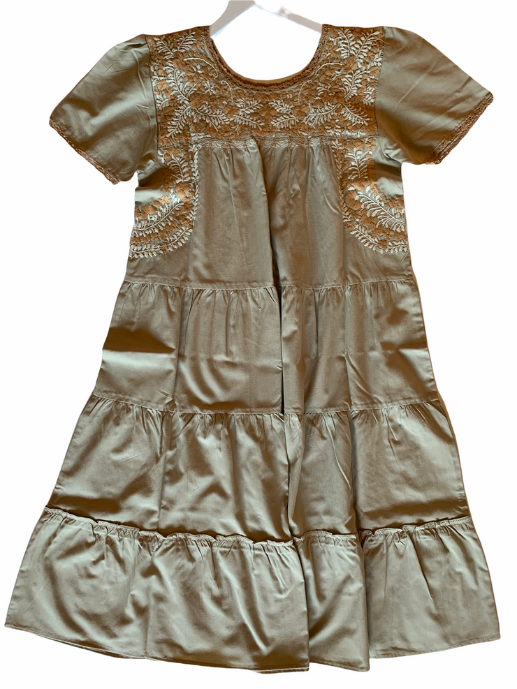 Khaki/light Spice Ruffle Midi Dress (One Size)