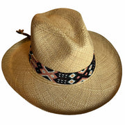 Panama Hat with Cocoa Toquila & Hunter Green, Brown & Coral Band (Small)