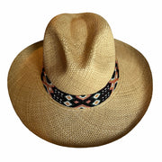 Panama Hat with Cocoa Toquila & Hunter Green, Brown & Coral Band (Small)