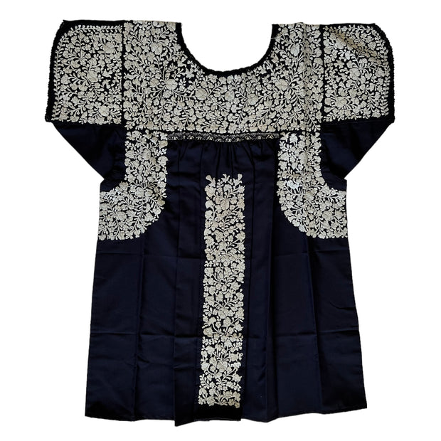 Navy/Grey Short Sleeve Blouse (Large/XL)