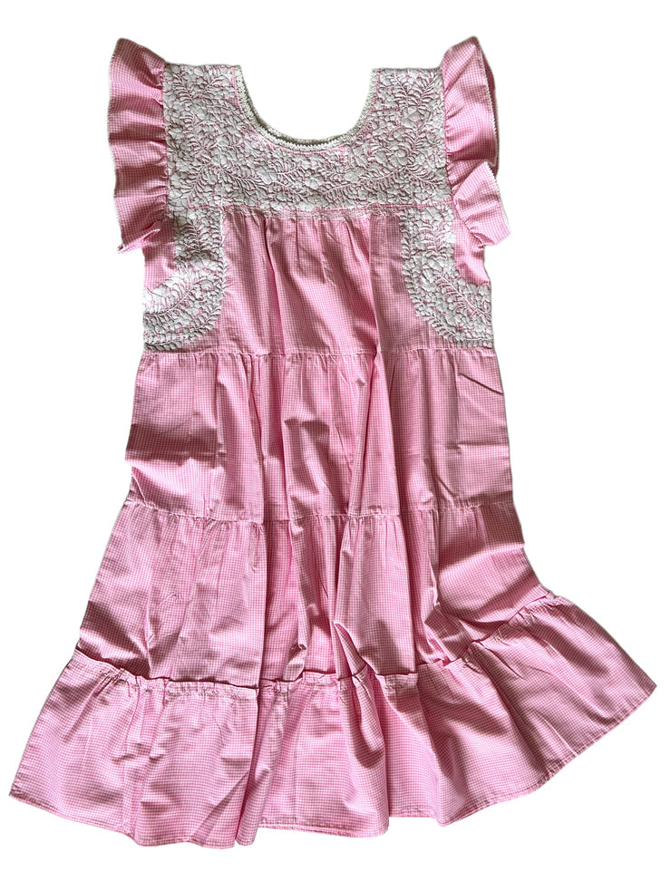 Pink/White Plaid Ruffle Dress (One Size)