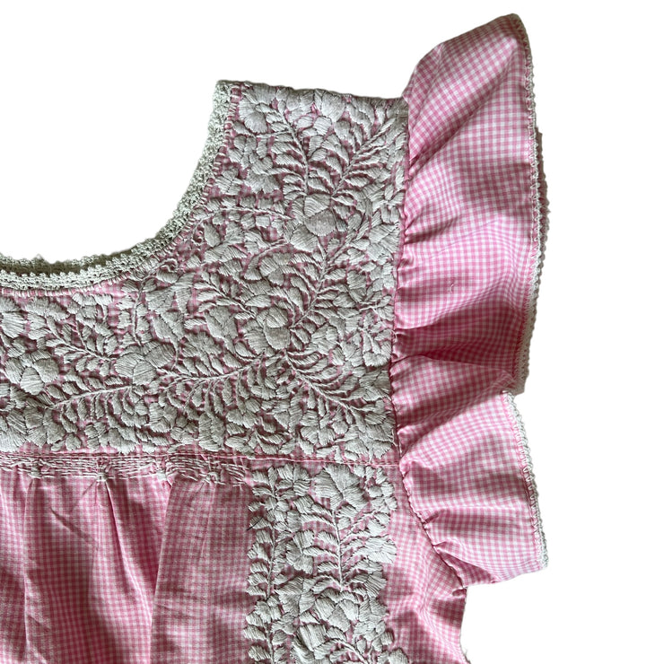 Pink/White Plaid Ruffle Dress (One Size)