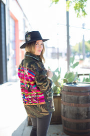 Oversized Camo Jacket with Rainbow stripe Embroidery we