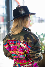 Oversized Camo Jacket with Rainbow stripe Embroidery we