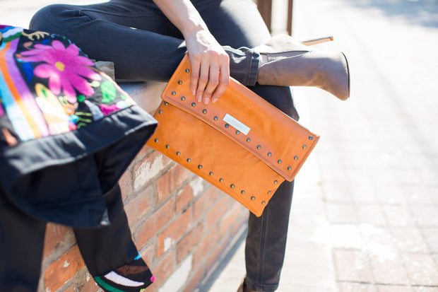 Cobalt Blue Leather Crossbody with Beaded Strap