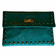 Turquoise Leather Crossbody with Beaded Strap