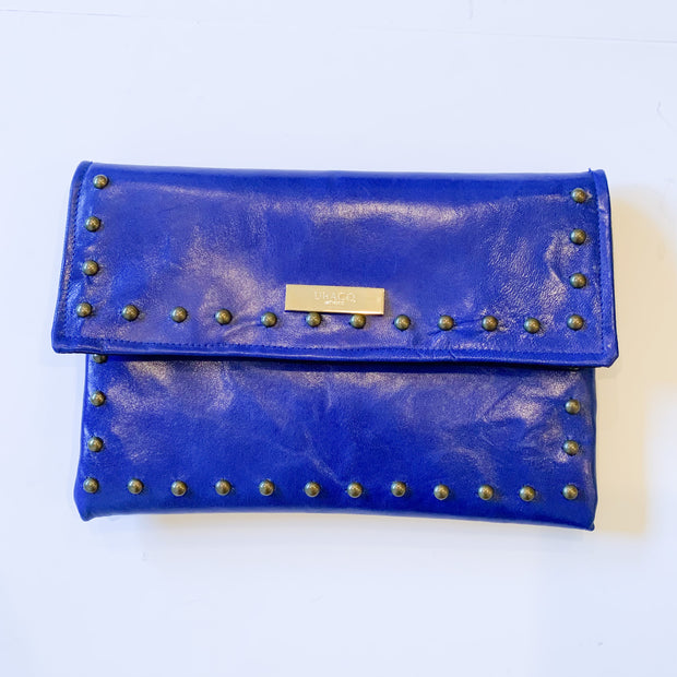 Cobalt Blue Leather Crossbody with Beaded Strap