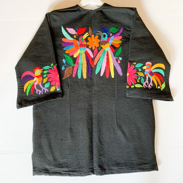 Kimono Jacket with Otomi Embroidery (Birds/Orange Flower)